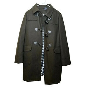 Brooks Brothers Womens Toggle Closure Parka Coat Brown Wool Blend Size 12
